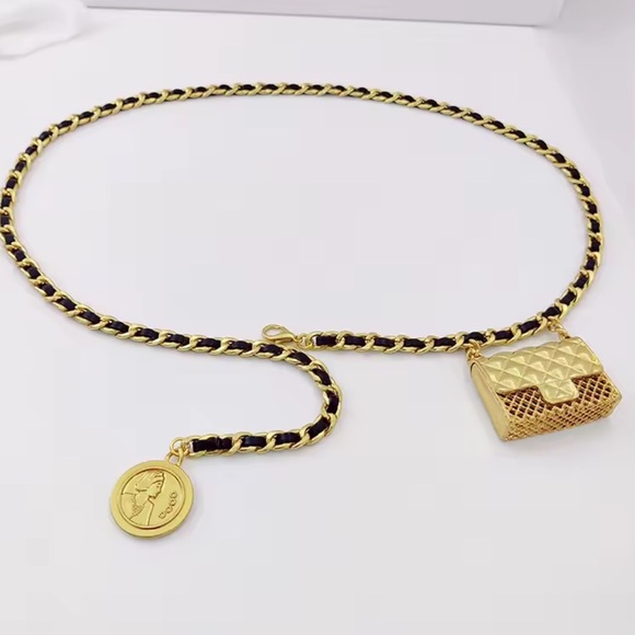 Lux brand adjustable Gold Chain Belt 
Black and gold. Lux quality - Picture 4 of 6